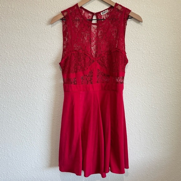 Intimately Free People Small Womens Lace Red Mini Dress Boho Wedding Holiday - Picture 1 of 7